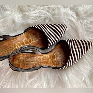 Sam Edelman Zebra Haircalf Slingback Heels Pointed Toe